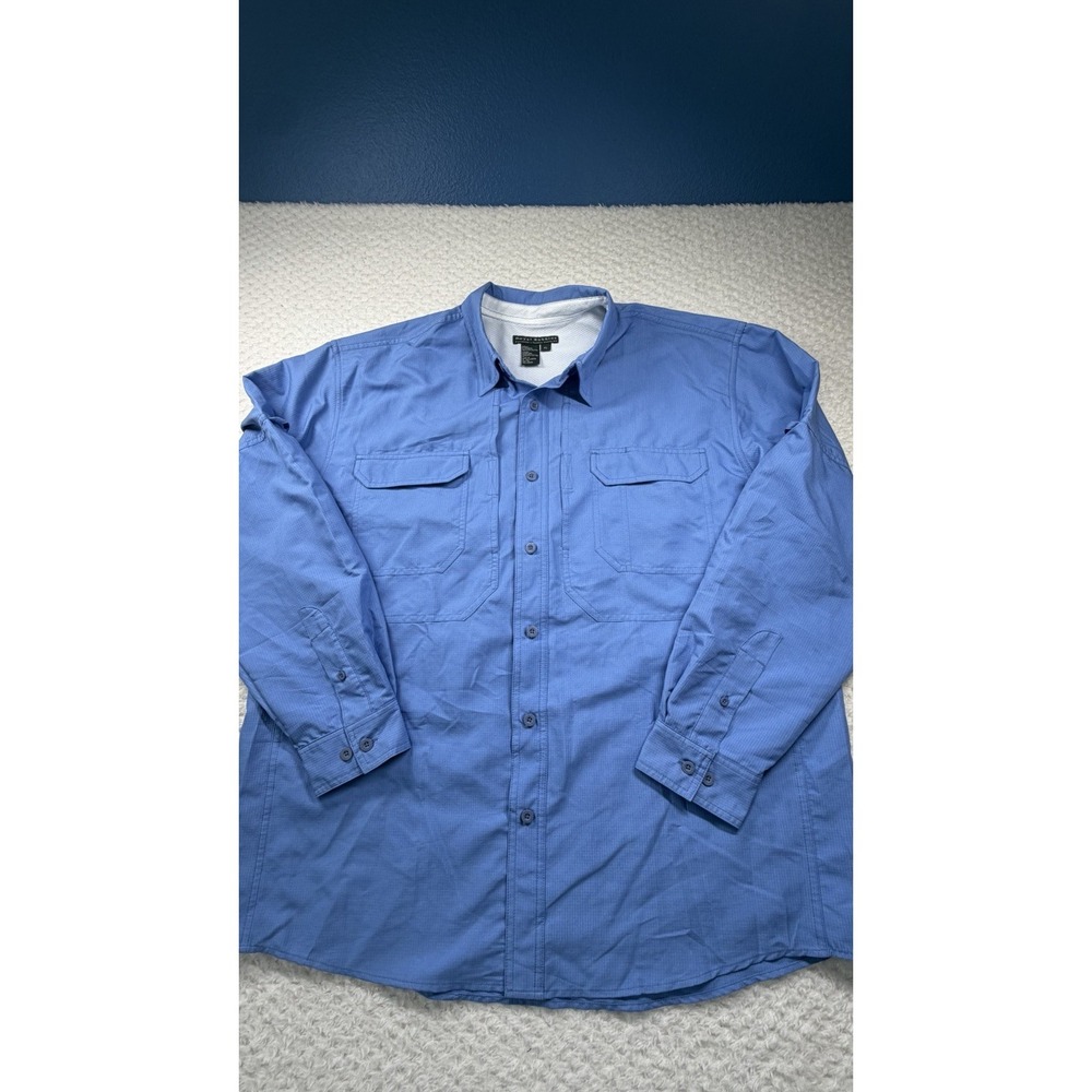 Royal Robbins Performance Fishing Shirt Mens XL Blue Vented Button Up Long Sleev